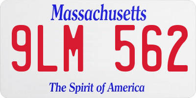 MA license plate 9LM562