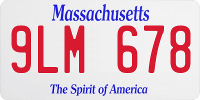 MA license plate 9LM678