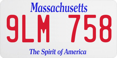 MA license plate 9LM758