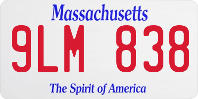 MA license plate 9LM838