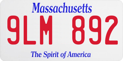 MA license plate 9LM892