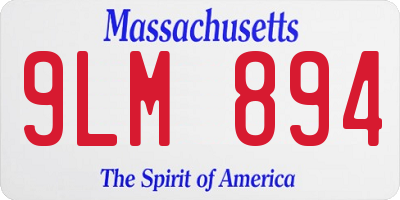 MA license plate 9LM894