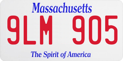 MA license plate 9LM905