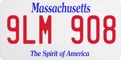 MA license plate 9LM908