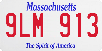 MA license plate 9LM913