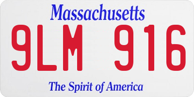 MA license plate 9LM916
