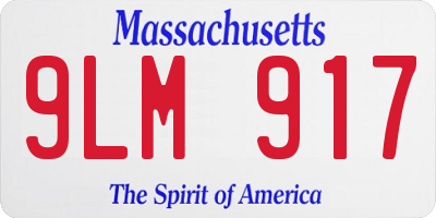 MA license plate 9LM917