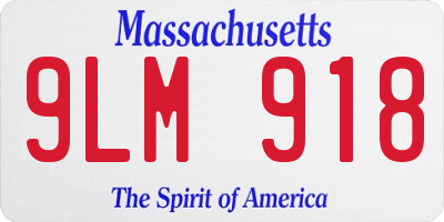 MA license plate 9LM918
