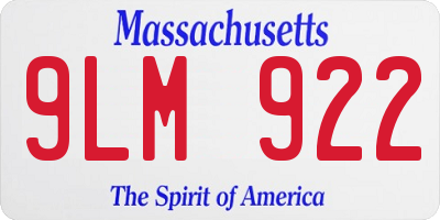 MA license plate 9LM922