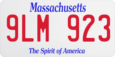 MA license plate 9LM923