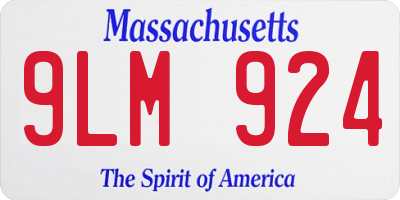MA license plate 9LM924