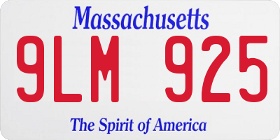 MA license plate 9LM925