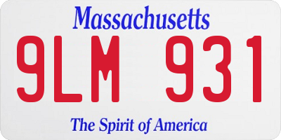 MA license plate 9LM931