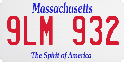 MA license plate 9LM932