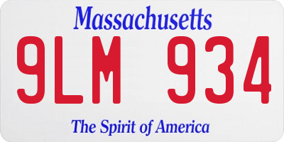 MA license plate 9LM934