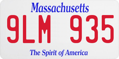 MA license plate 9LM935