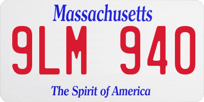 MA license plate 9LM940