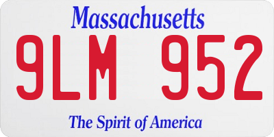 MA license plate 9LM952