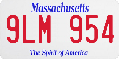 MA license plate 9LM954