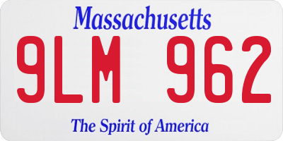 MA license plate 9LM962
