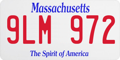 MA license plate 9LM972