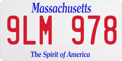 MA license plate 9LM978