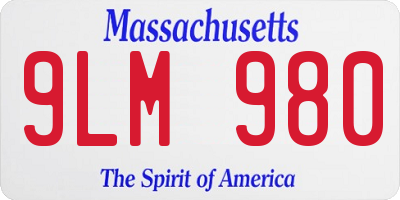 MA license plate 9LM980