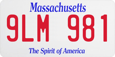 MA license plate 9LM981