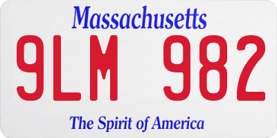 MA license plate 9LM982