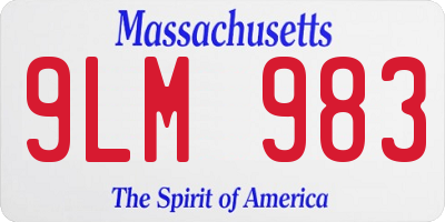 MA license plate 9LM983
