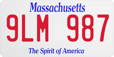 MA license plate 9LM987