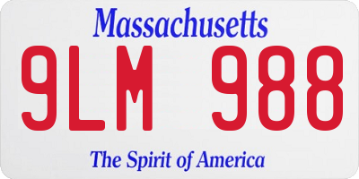 MA license plate 9LM988