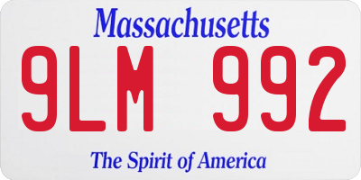 MA license plate 9LM992