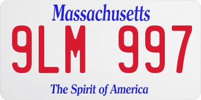 MA license plate 9LM997