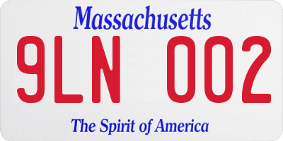 MA license plate 9LN002