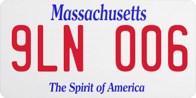 MA license plate 9LN006