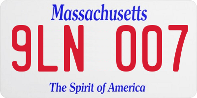 MA license plate 9LN007