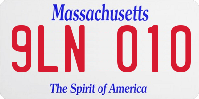 MA license plate 9LN010
