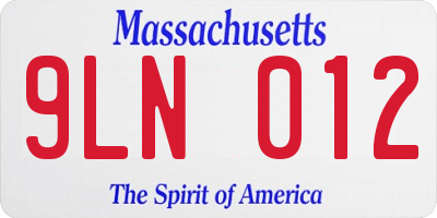 MA license plate 9LN012