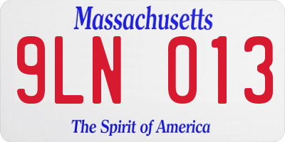 MA license plate 9LN013