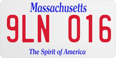 MA license plate 9LN016
