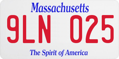 MA license plate 9LN025