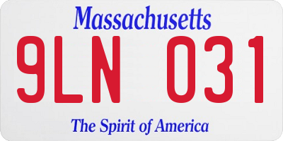 MA license plate 9LN031