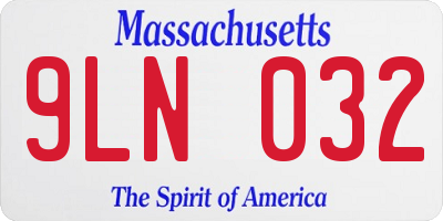 MA license plate 9LN032