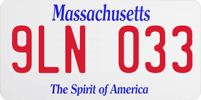 MA license plate 9LN033