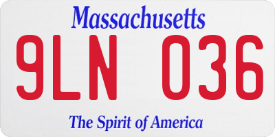 MA license plate 9LN036