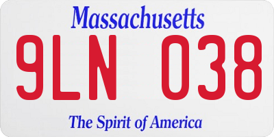MA license plate 9LN038