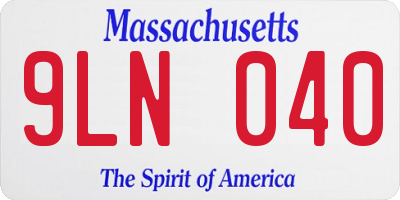 MA license plate 9LN040