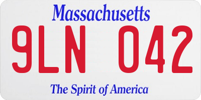 MA license plate 9LN042