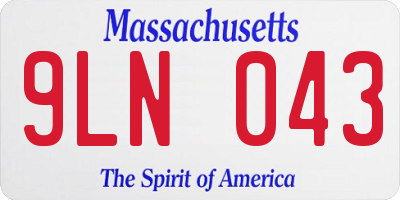 MA license plate 9LN043